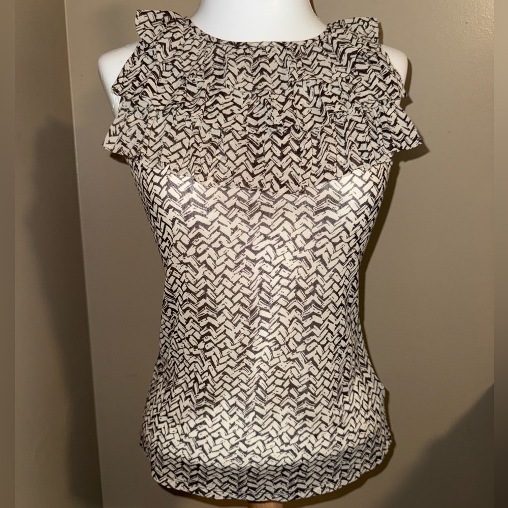 The Limited Brown and Off-White Patterned Blouse